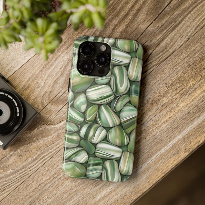 Green Striped Pebbles Phone Case 3