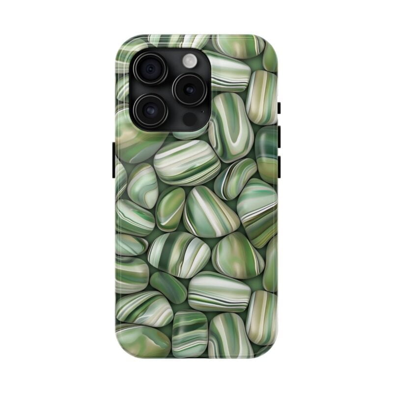 Green Striped Pebbles Phone Case 5