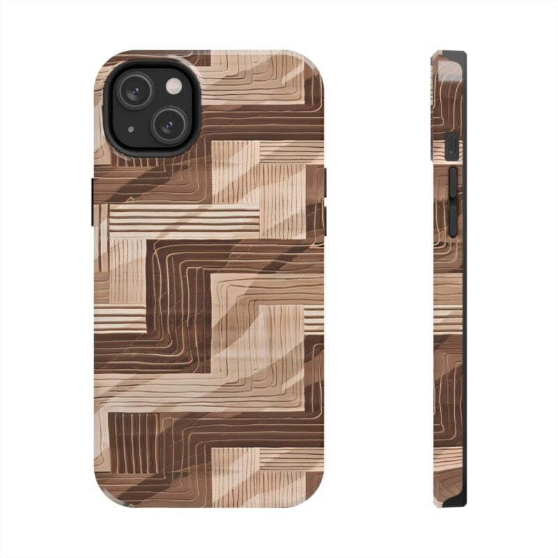 Minimalist Brown and Cream Pattern Phone Case 2