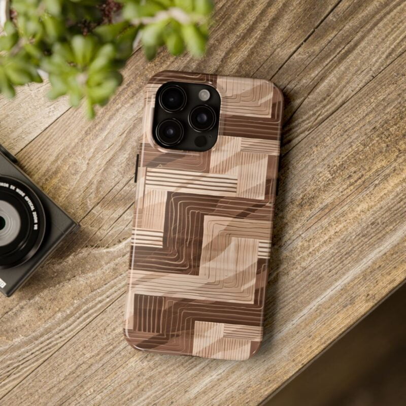 Minimalist Brown and Cream Pattern Phone Case 3