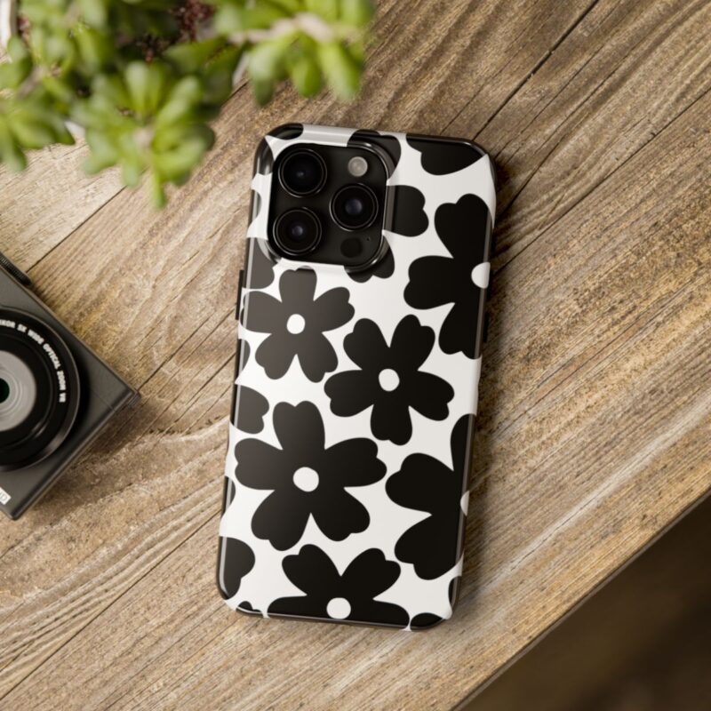 Monochrome Floral Delight Phone Case - Image 5