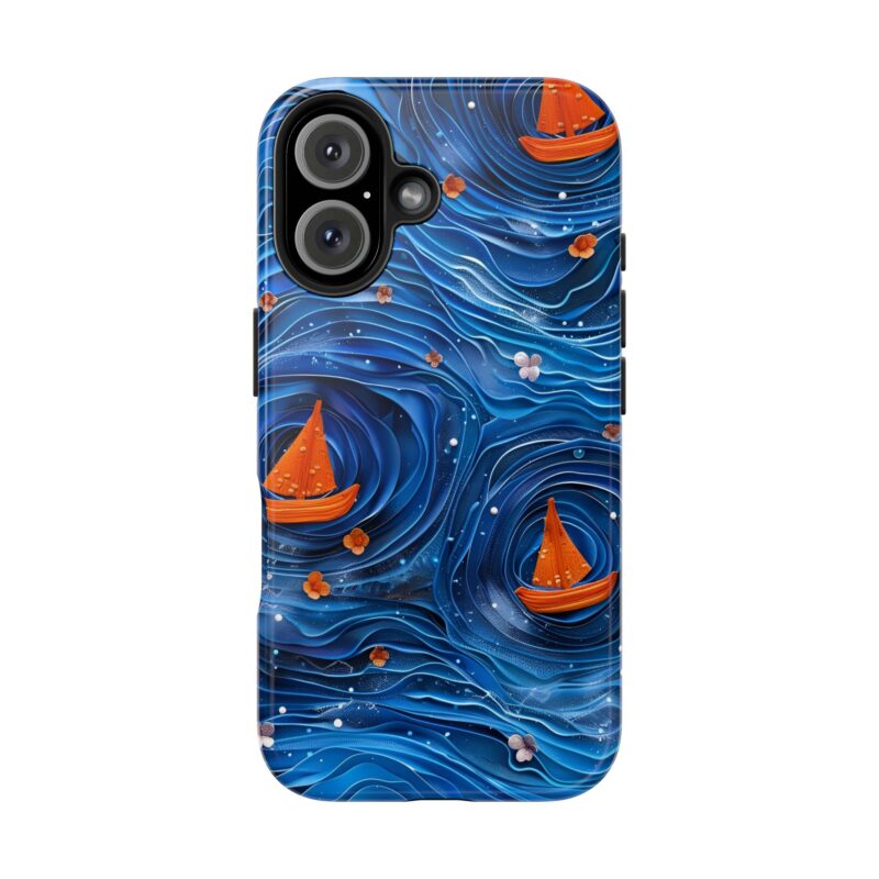 Whimsical Sea Ripples Layered Paper iPhone 16 Case