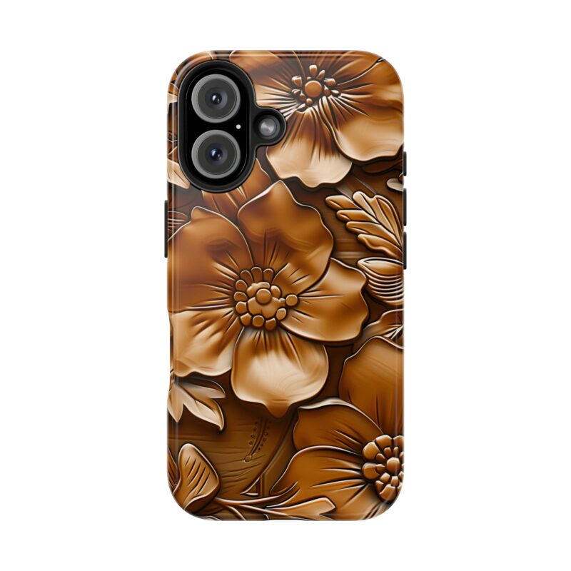 Embossed Floral Leather iPhone 16 Case