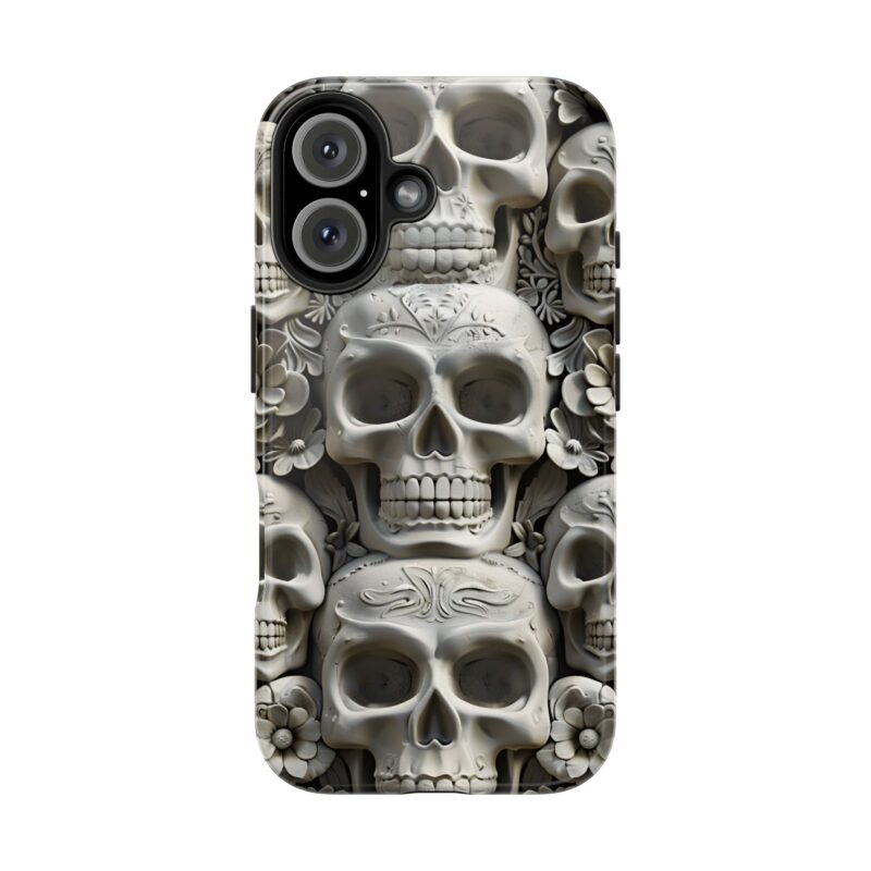 Cement Floral Skulls Design iPhone 16 Case