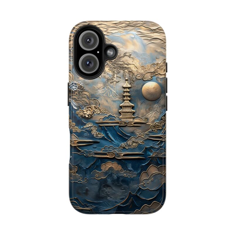 Embossed Blue Landscape iPhone 16 Case