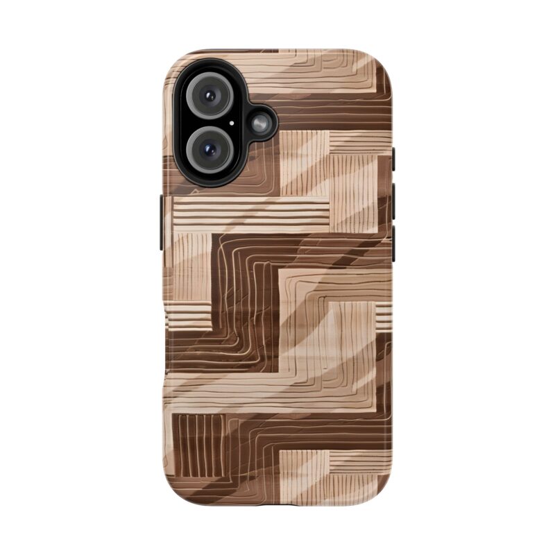 Minimalist Brown and Cream Pattern iPhone 16 Case