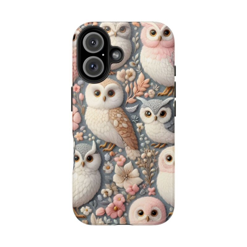 Cute Owl Embroidered iPhone 16 Case