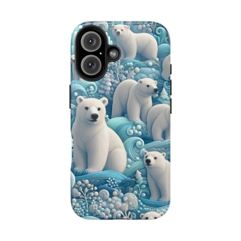 Polar Bear Embroidered iPhone 16 Case