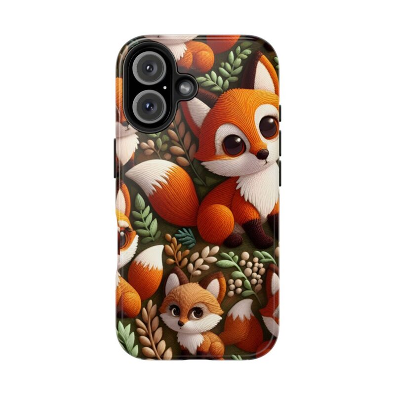 Cute Fox Embroidered iPhone 16 Case