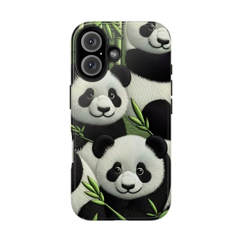 Panda in Bamboo Forest Embroidered iPhone 16 Case