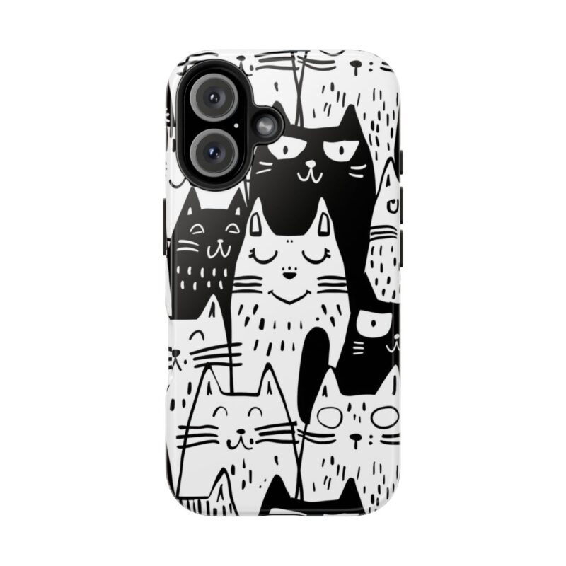 Playful Cat Doodle Pattern iPhone 16 Case