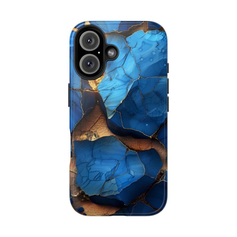 Abstract Blue and Gold Ink Painting iPhone 16 Case