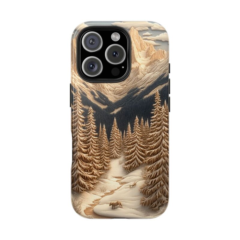 Winter Forest Carving iPhone 16 Pro Case