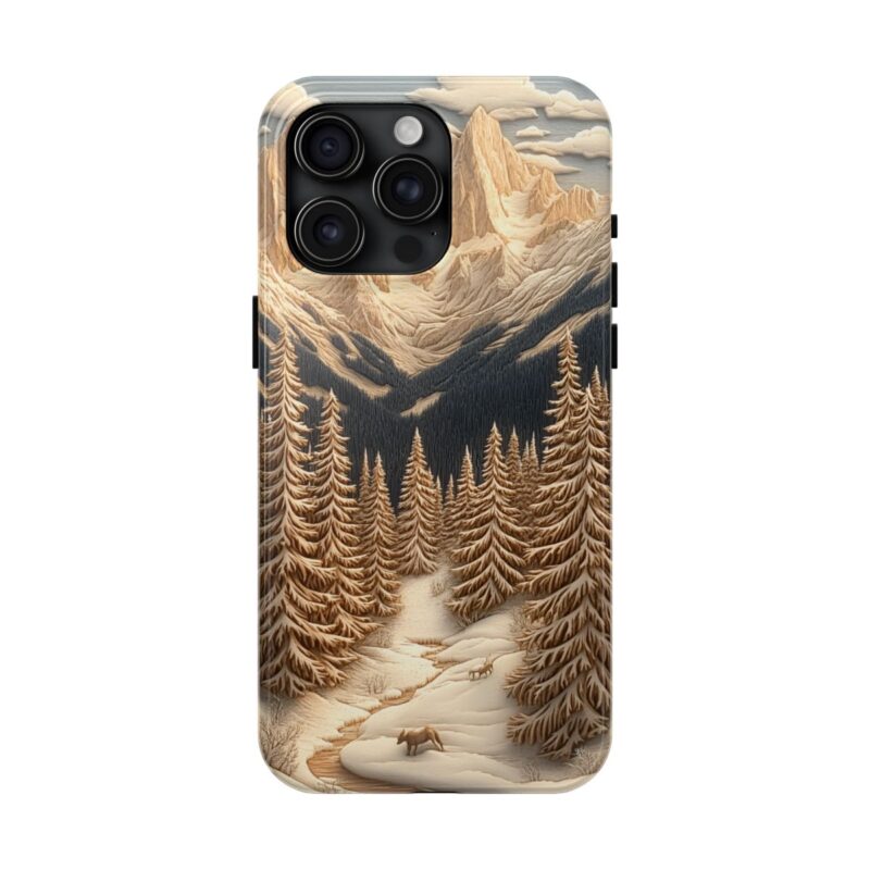 Winter Forest Carving iPhone 15 Pro Max Case