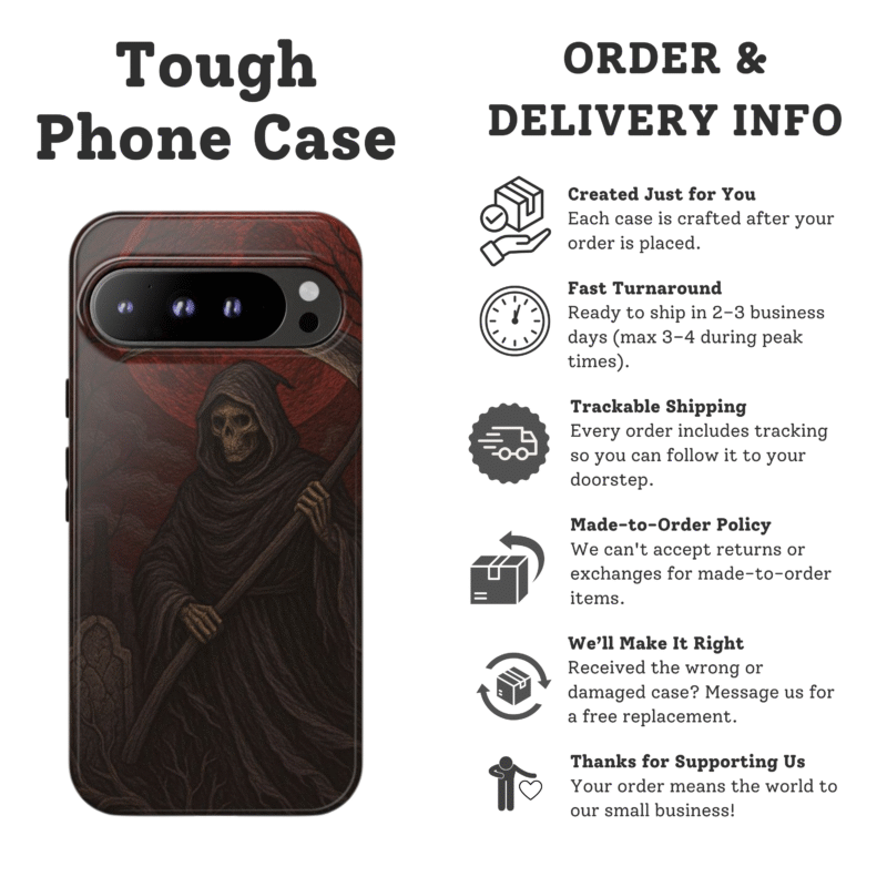 Gothic Grim Reaper Phone Case for iPhone | Dark Fantasy Horror Phone Cover | Skull & Scythe Macabre Aesthetic | Halloween Gift for Him - Image 13