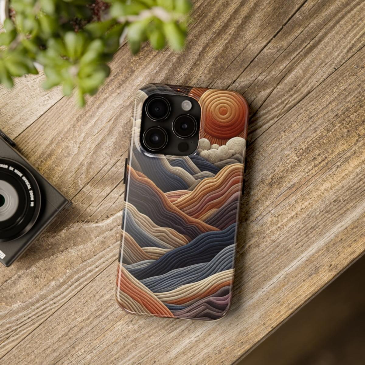 Mountain Landscape Embroidered Phone Case 3