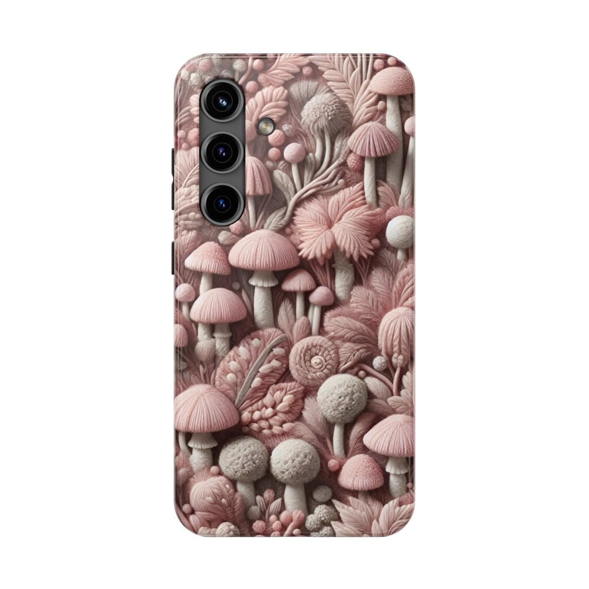 Pastel Pink Mushroom Embroidered Phone Case 4